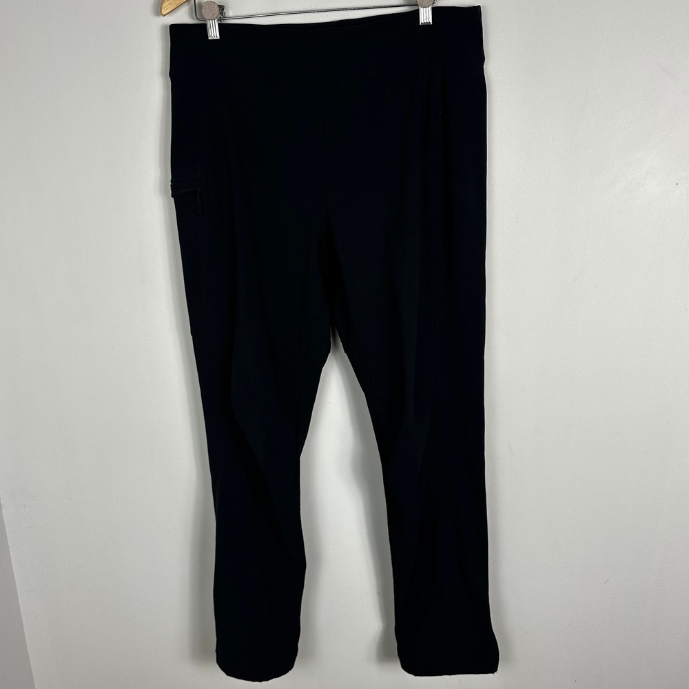 Orvis Women Pants Sz L Fleece Lined Softshell Black Zippered Pockets Ankle Zips